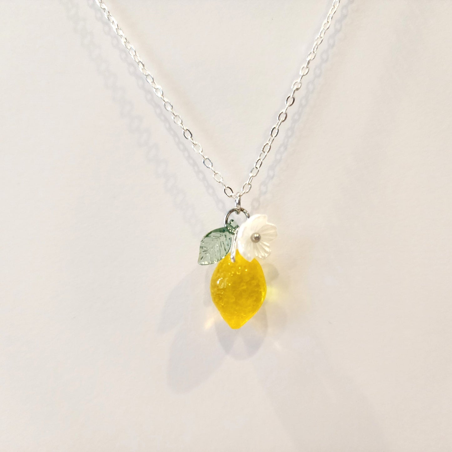 Custom Lemon Fruit Necklace Handmade with Czech Glass and 14K Gold or Silver Chains