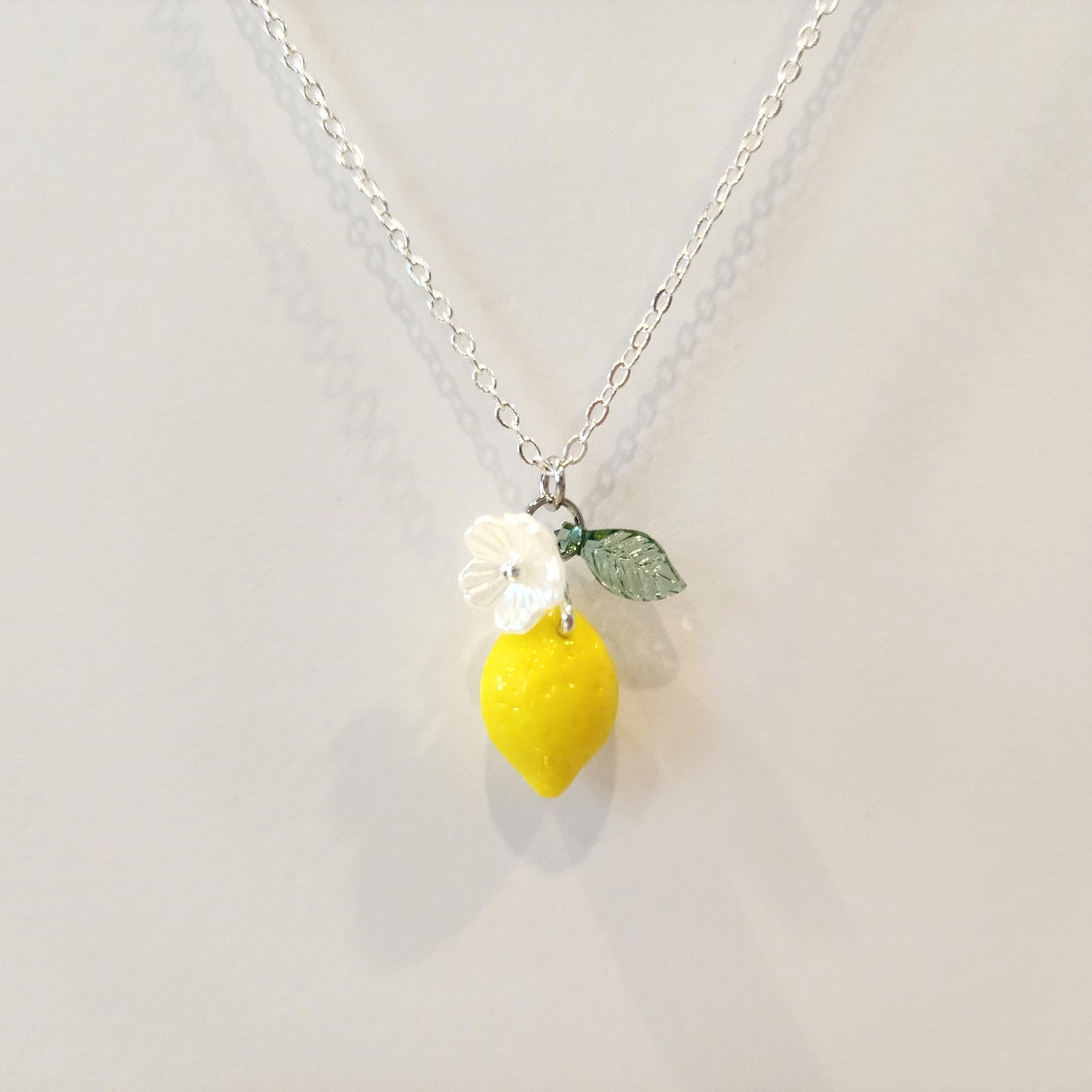 Custom Lemon Fruit Necklace Handmade with Czech Glass and 14K Gold or Silver Chains