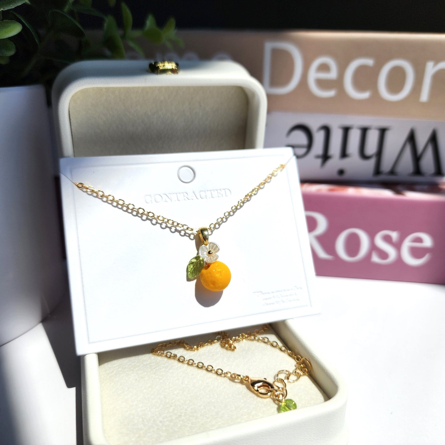 Custom Gold Orange Fruit Necklace 14K Gold Plated 925 Silver Plated Rain Designs