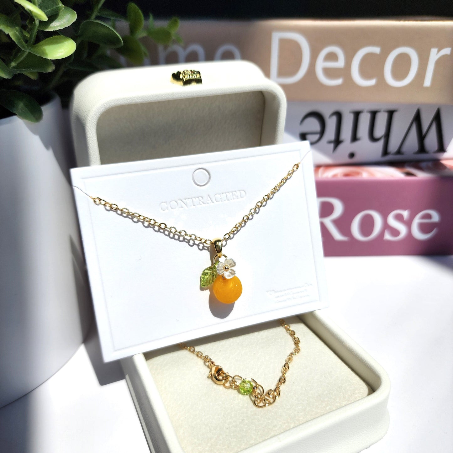 Custom Gold Orange Fruit Necklace 14K Gold Plated 925 Silver Plated Rain Designs