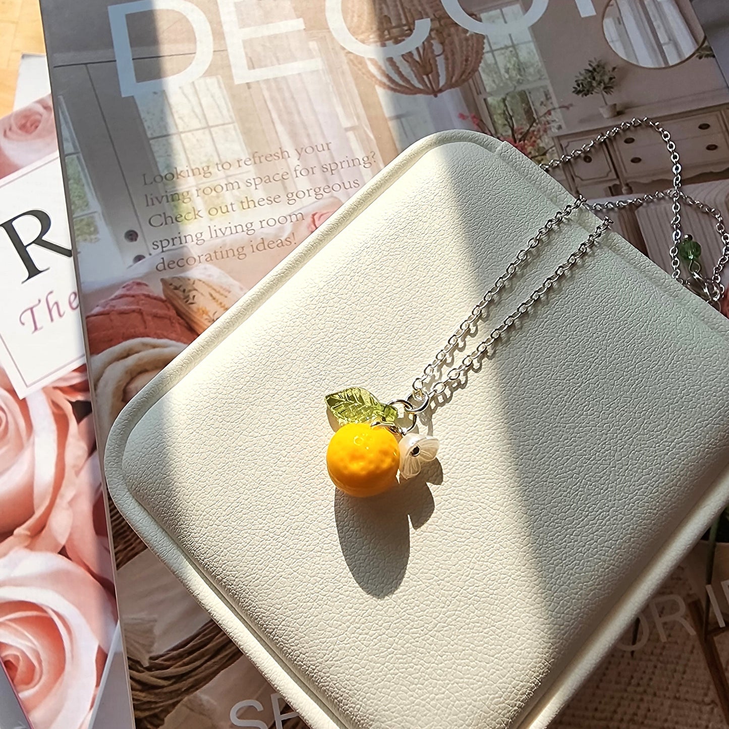 Custom Gold Orange Fruit Necklace 14K Gold Plated 925 Silver Plated Rain Designs