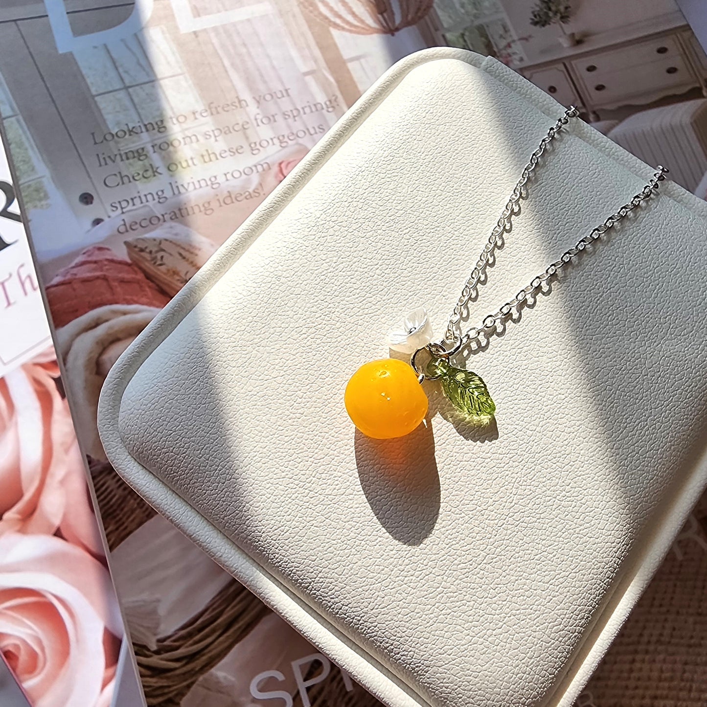 Custom Gold Orange Fruit Necklace 14K Gold Plated 925 Silver Plated Rain Designs