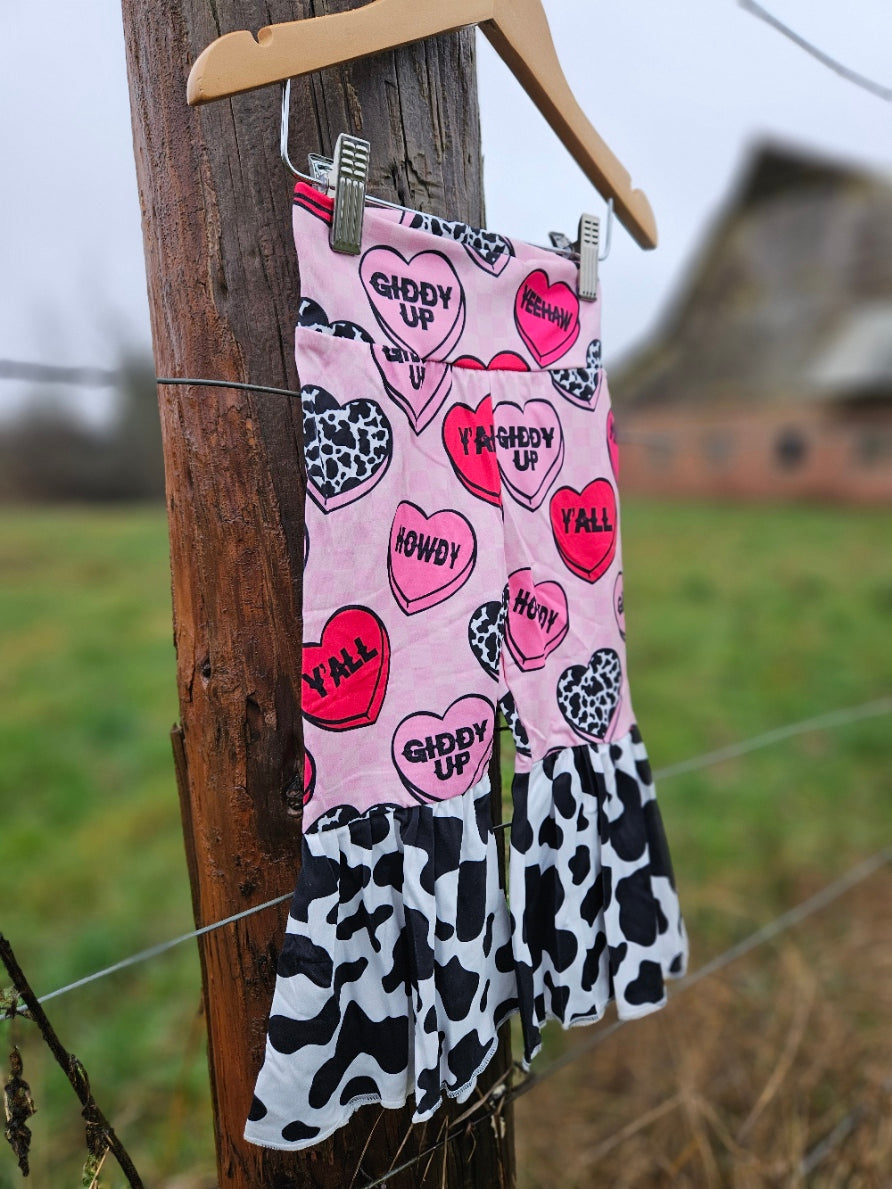 Valentine's Howdy Candy Heart Print Bell Bottoms Country Chic Baby Co