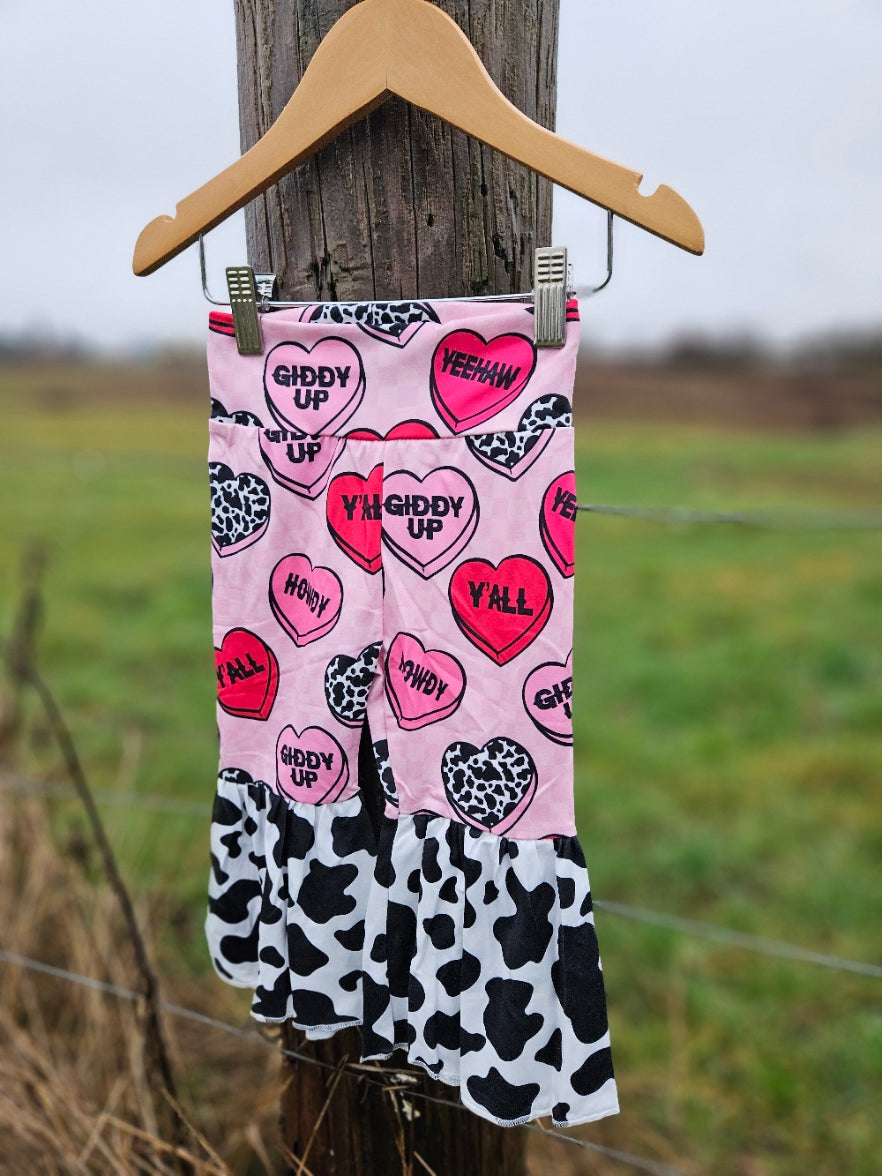 Valentine's Howdy Candy Heart Print Bell Bottoms Country Chic Baby Co