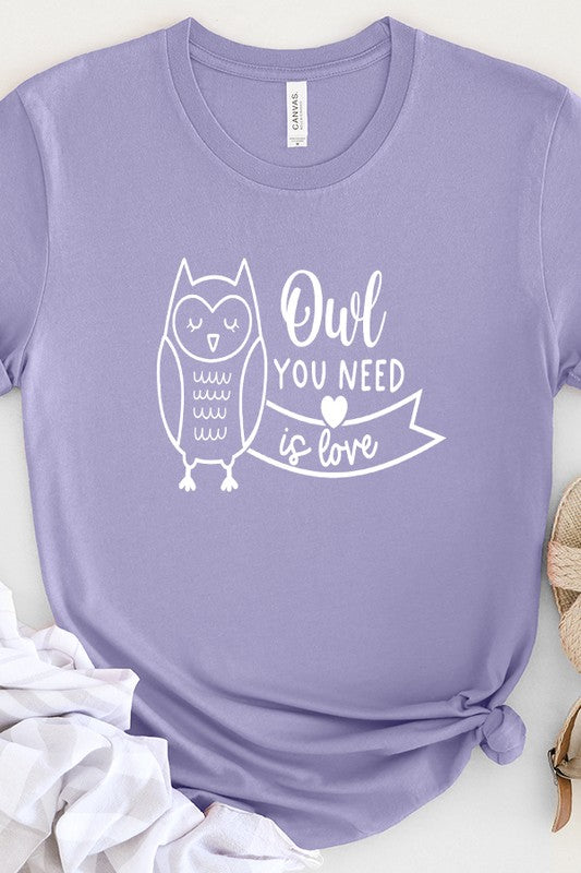 Valentine's Day Owl You Need Is Love Tee Unisex T-Shirt Bella Canvas