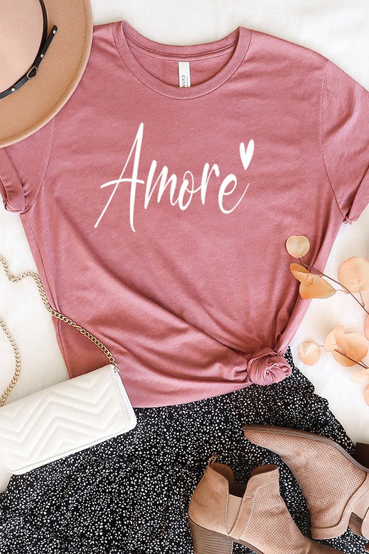 Amore Tiny Heart Tee Bella Canvas Unisex T-Shirt