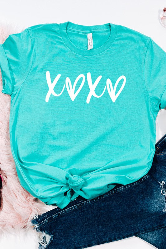 Valentine's Day XO XO Hearts Tee Unisex Bella Canvas
