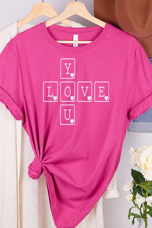 Love You Squares Tee Valentine's Day Unisex T-Shirt Bella Canvas