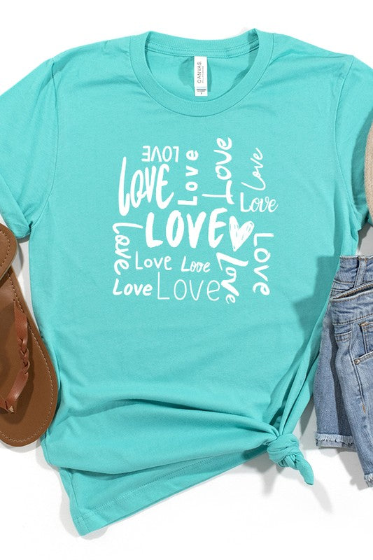Valentine's Day Love Words Block Tee Unisex Bella Canvas