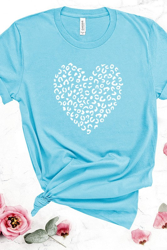 Leopard Heart Graphic Key Attribute Tee Bella Canvas