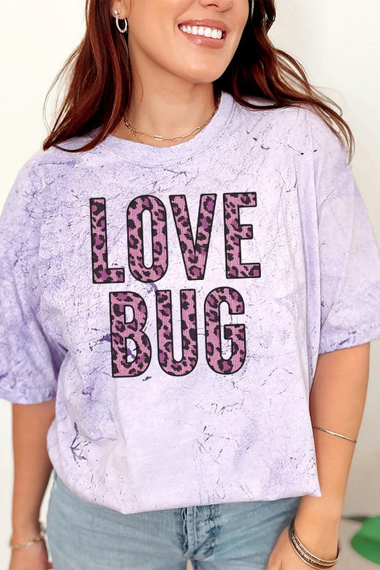 Love Bug Leopard Color Burst Tee Relaxed Fit Crew-Neck T-Shirt Comfort Colors