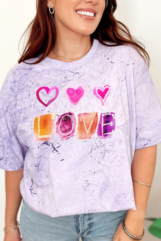 Watercolor Love Color Burst Tee Relaxed Fit Crew-Neck T-Shirt Comfort Colors