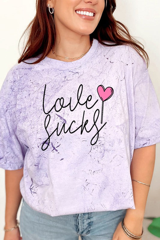 Love Sucks Color Burst Tee Valenitne's Day Sucker Comfort Colors