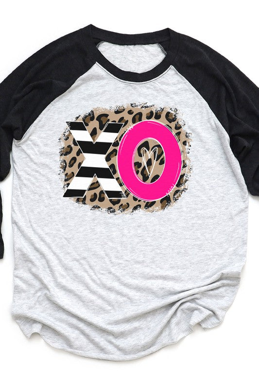 Valentine's Day Leopard XO Key Attribute Raglan Top