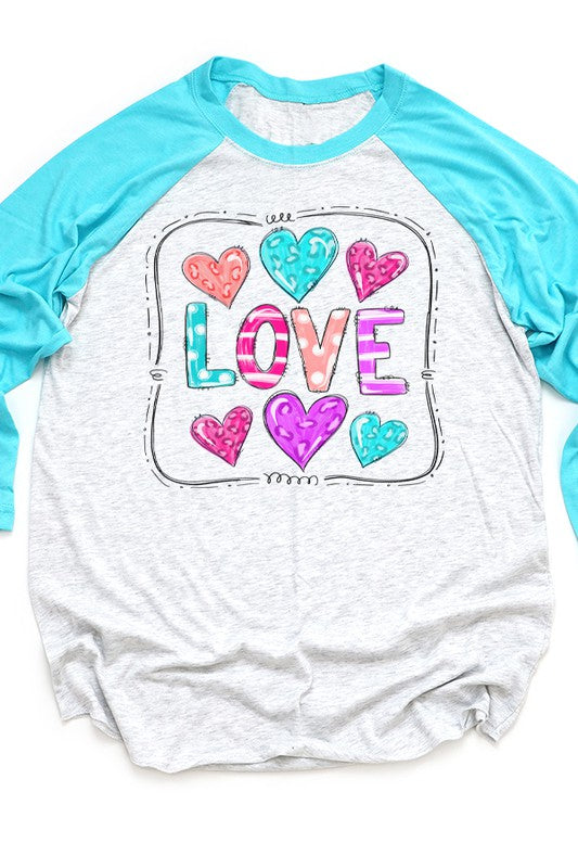 Colorful Love Block 3/4 Sleeve Raglan T-Shirt Next Level