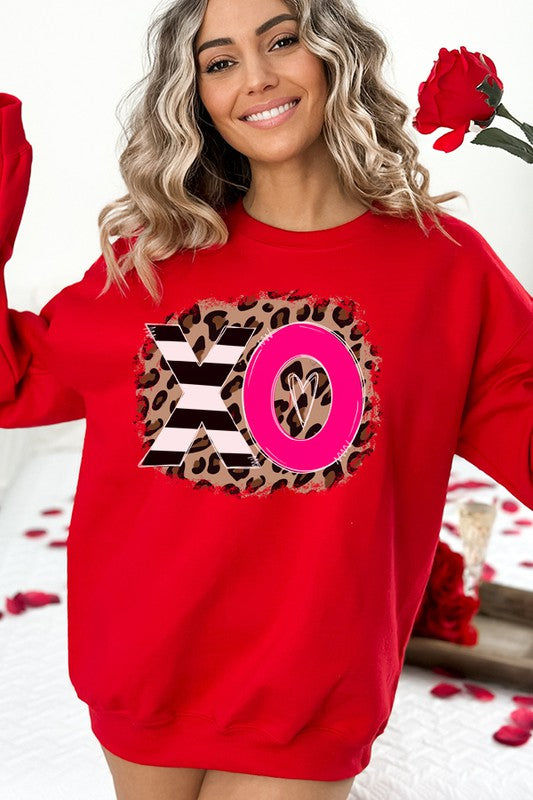 Valentine's Day Leopard XO Sweatshirt Unisex Gildan