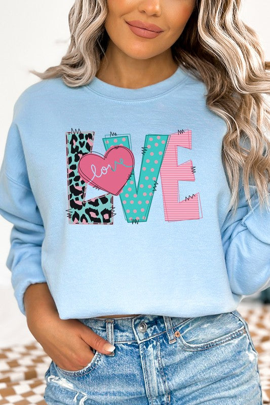 Colorful Love Heart Valentine's Day Sweatshirt Gildan