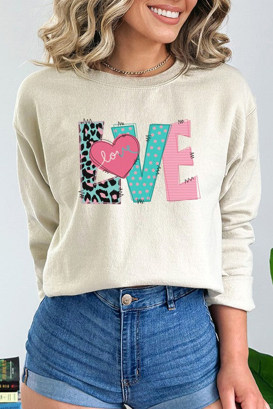 Colorful Love Heart Valentine's Day Sweatshirt Gildan