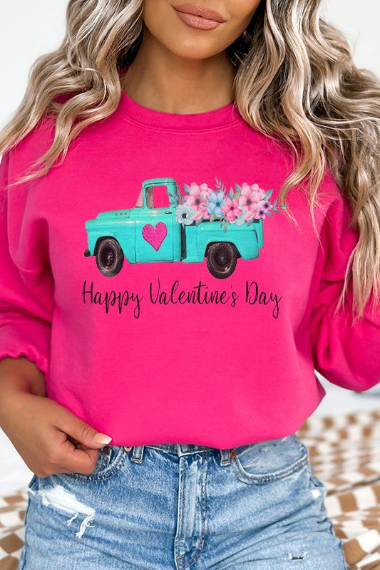 Pink Heart Truck Sweatshirt Gildan Unisex Sweatshirt