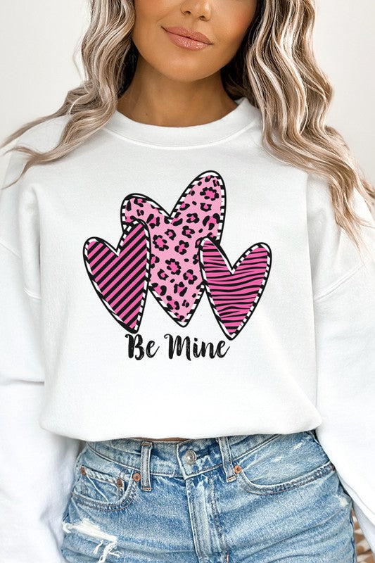 Pink Leopard Valentine's Day Be Mine Sweatshirt Gildan