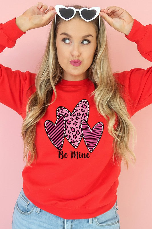 Pink Leopard Valentine's Day Be Mine Sweatshirt Gildan