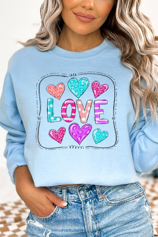 Colorful Love Block Sweatshirt Unisex Gildan