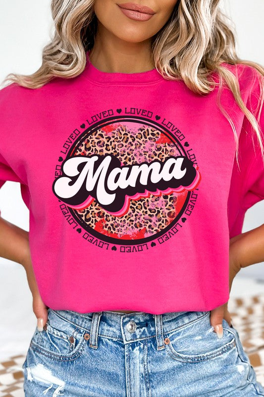 Valentine's Day Loved Mama Circle Sweatshirt Gildan Unisex