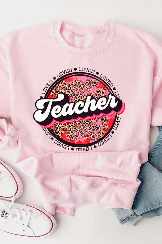 Valentine's Day Loved Teacher Circle Sweatshirt Unisex Gildan
