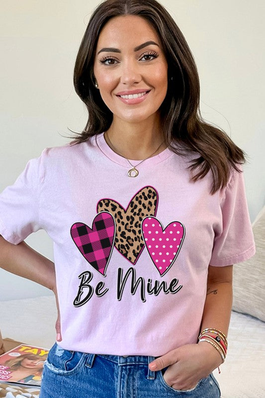 Pink Hearts Be Mine Valentine's Day T-Shirt Bella Canvas