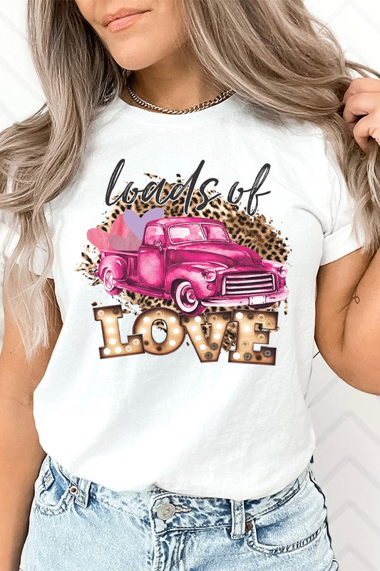 Valentine's Day Pink Truck Tee Loads of Love Bella Canvas