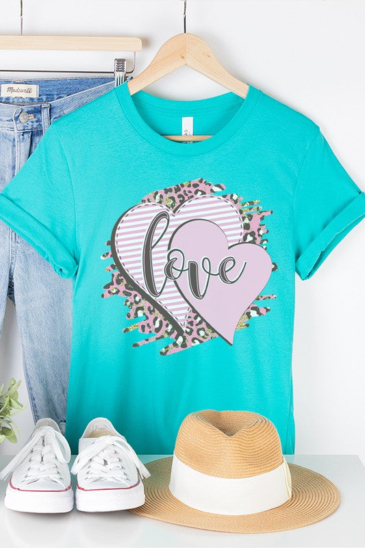Soft Pink Heart Tee Valentine's Day Love T-Shirt Bella Canvas