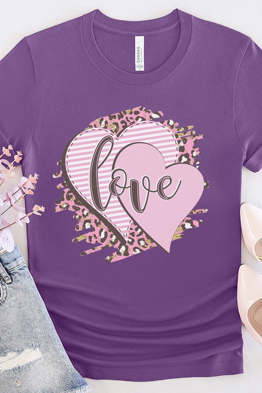Soft Pink Heart Tee Valentine's Day Love T-Shirt Bella Canvas