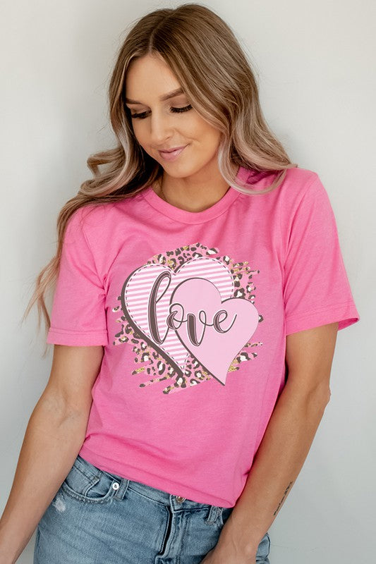Soft Pink Heart Tee Valentine's Day Love T-Shirt Bella Canvas
