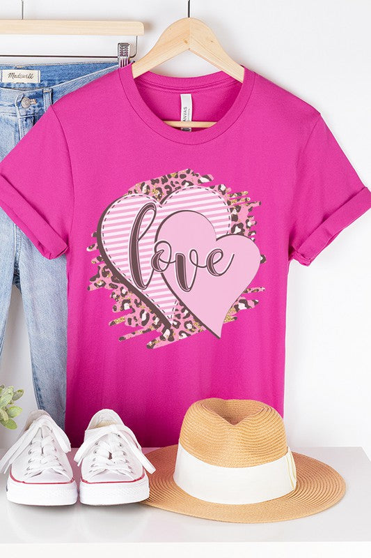Soft Pink Heart Tee Valentine's Day Love T-Shirt Bella Canvas