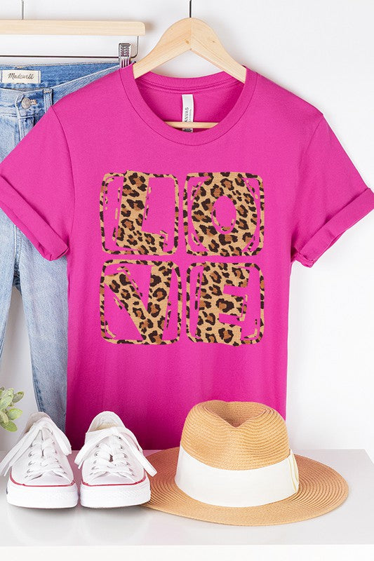 Leopard Love Stack Tee Valentine's Day Unisex T-Shirt Bella Canvas