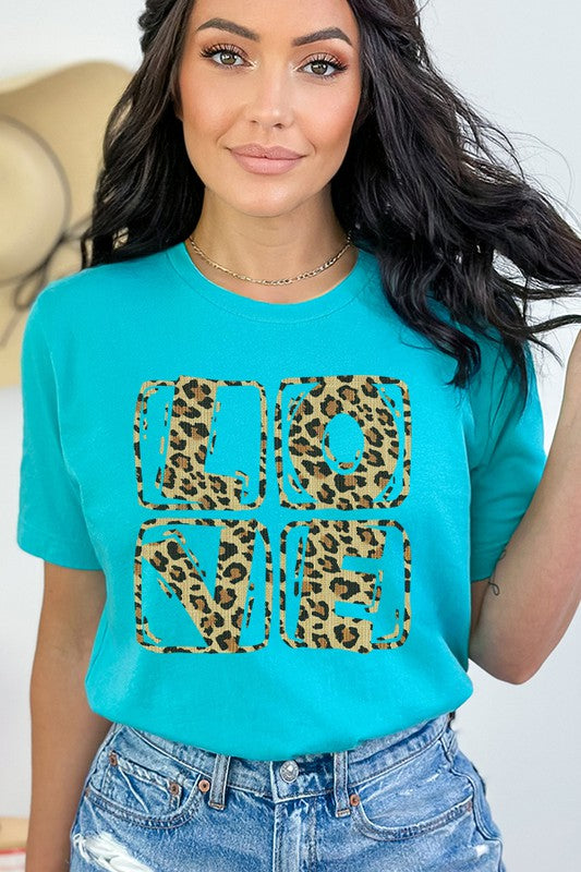 Leopard Love Stack Tee Valentine's Day Unisex T-Shirt Bella Canvas