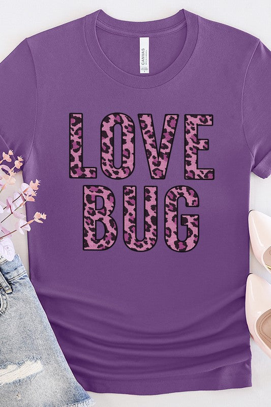 Pink Love Bug Graphic Tee Valentine's Day Bella Canvas Unisex