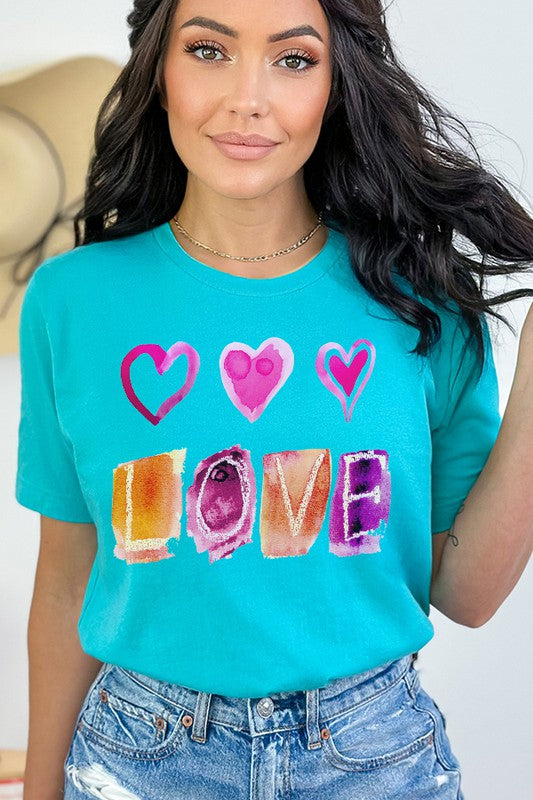 Valentine's Day Watercolor Love Graphic Tee Bella Canvas Unisex 3001
