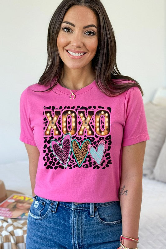 Valentine's Day Leopard Block Tee Unisex Bella Canvas