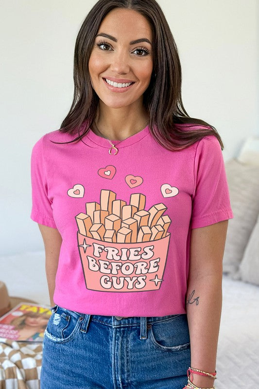 Valentine's Day Graphic Tee Fries Before Guys Bella Canvas