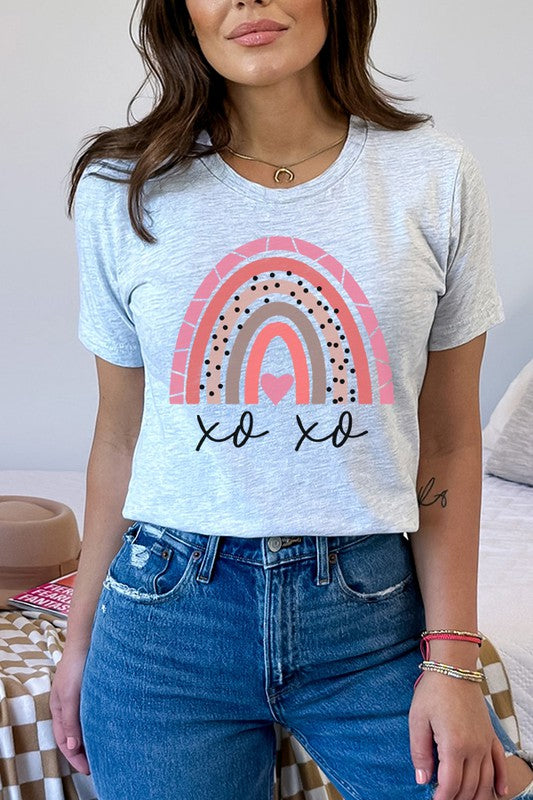 Valentine's Day XO XO Rainbow Graphic Tee Bella Canvas Unisex 3001