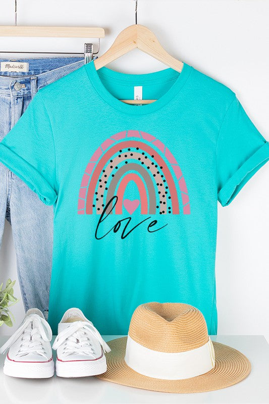 Valentine's Day Love Rainbow Graphic Tee Bella Canvas Unisex