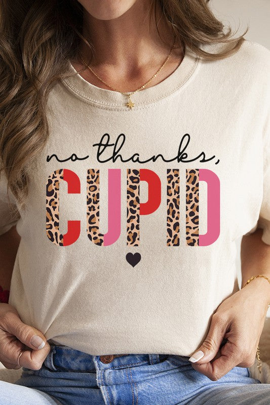 Leopard No Thanks Cupid Valentine's Day Tee Bella Canvas Unisex