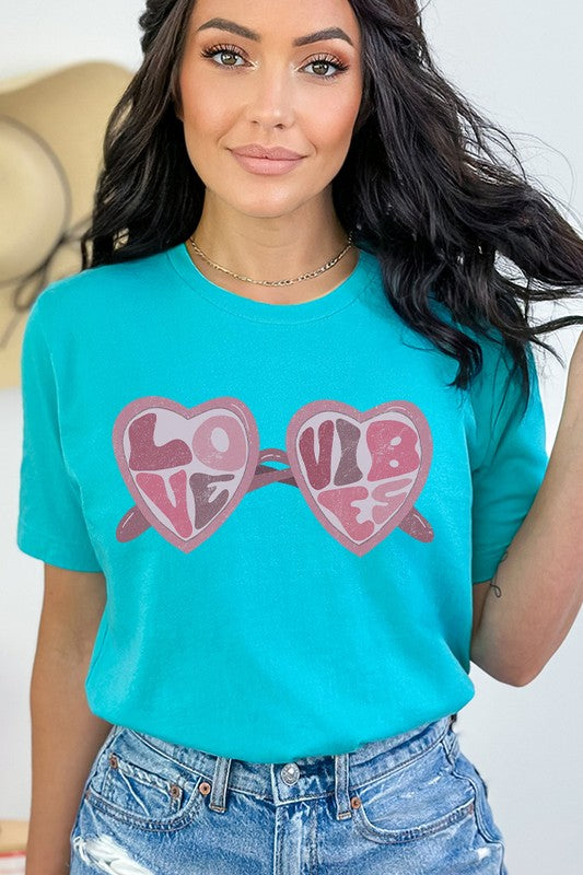 Love Vibes Glasses Tee Valentine's Day Bella Canvas Unisex