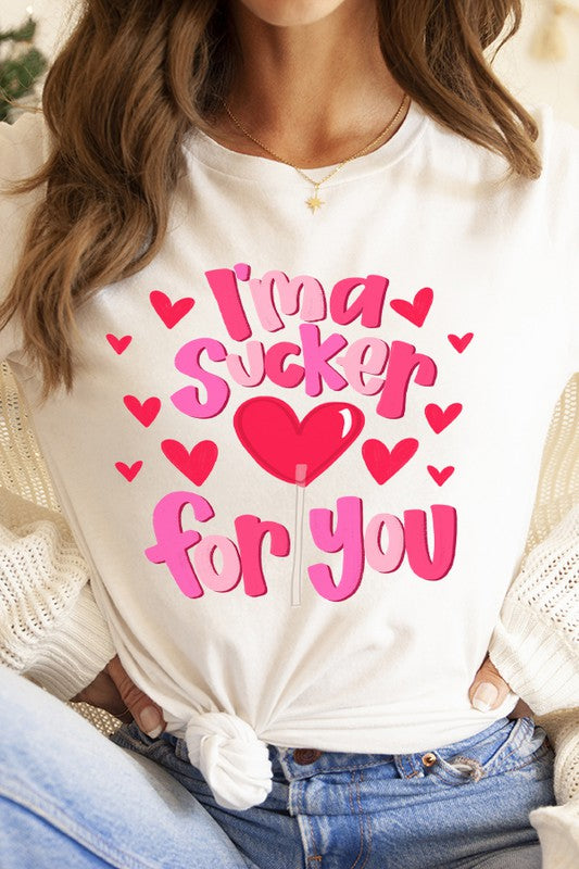Valentine's Day Sucker For You Graphic Tee Bella Canvas Unisex