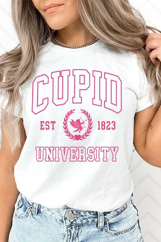 Valentine's Day Pink Cupid University Tee Bella Canvas