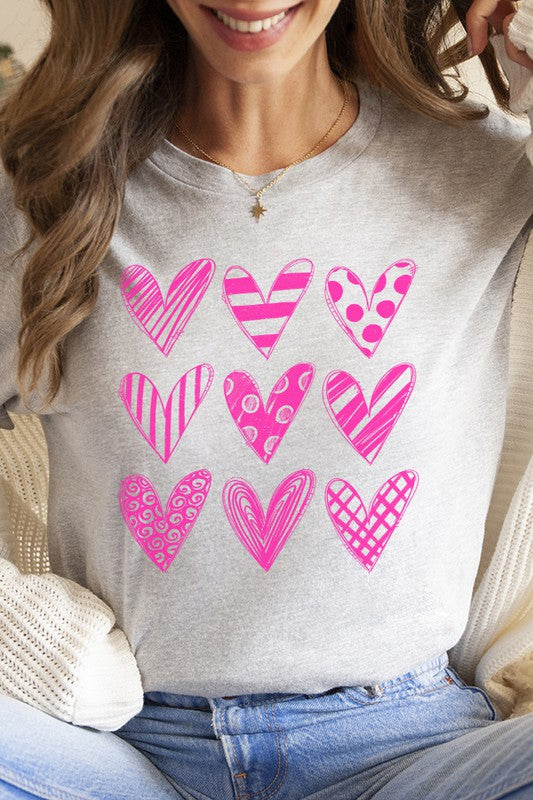 Pink Heart Block Graphic T-Shirt Bella Canvas Unisex 3001