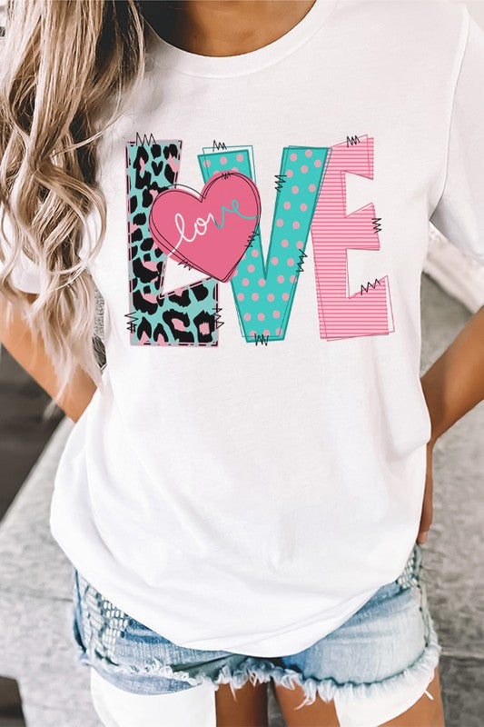 Colorful Love Graphic Tee Valentine's Day Unisex Bella Canvas