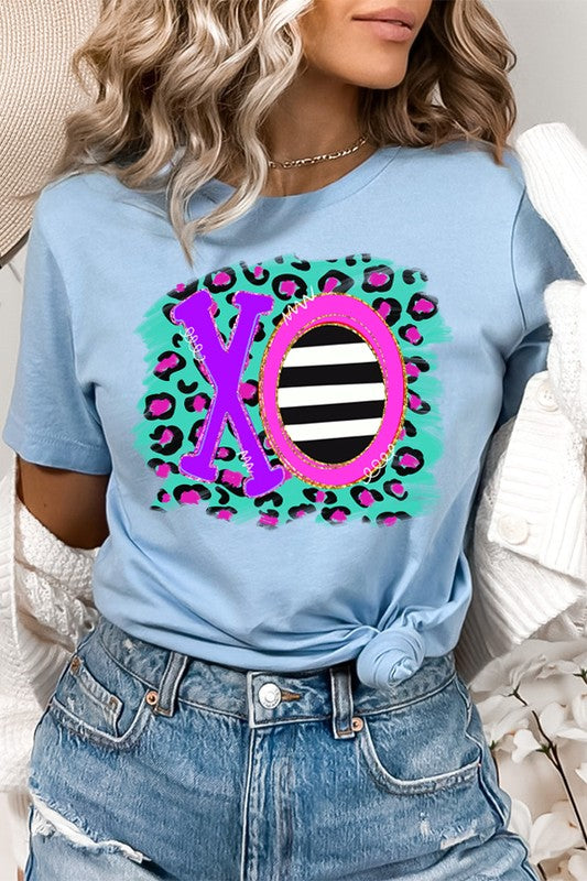 Purple XO Leopard Graphic Tee Unisex T-Shirt Bella Canvas
