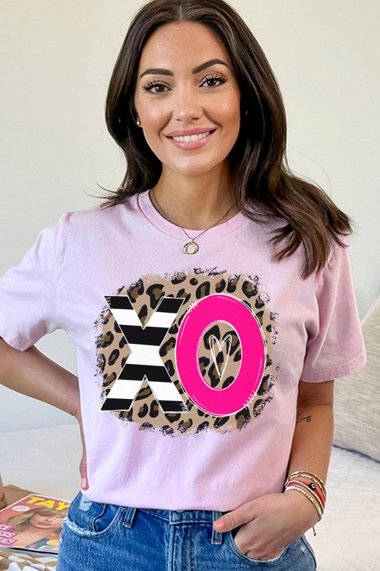 Valentine's Day XO Leopard Graphic Tee Bella Canvas Unisex 3001